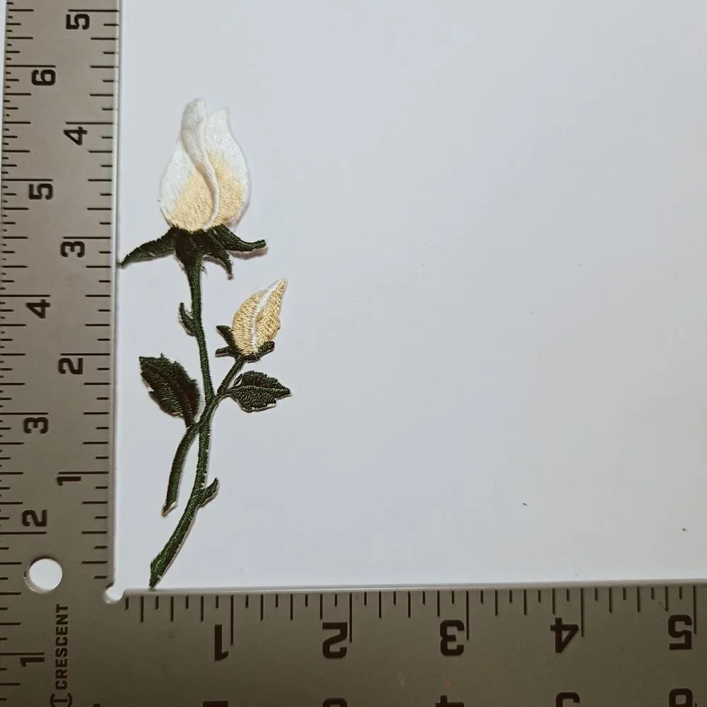 Iron On Patch-Crafts Material DIY white rose bud-flower‎